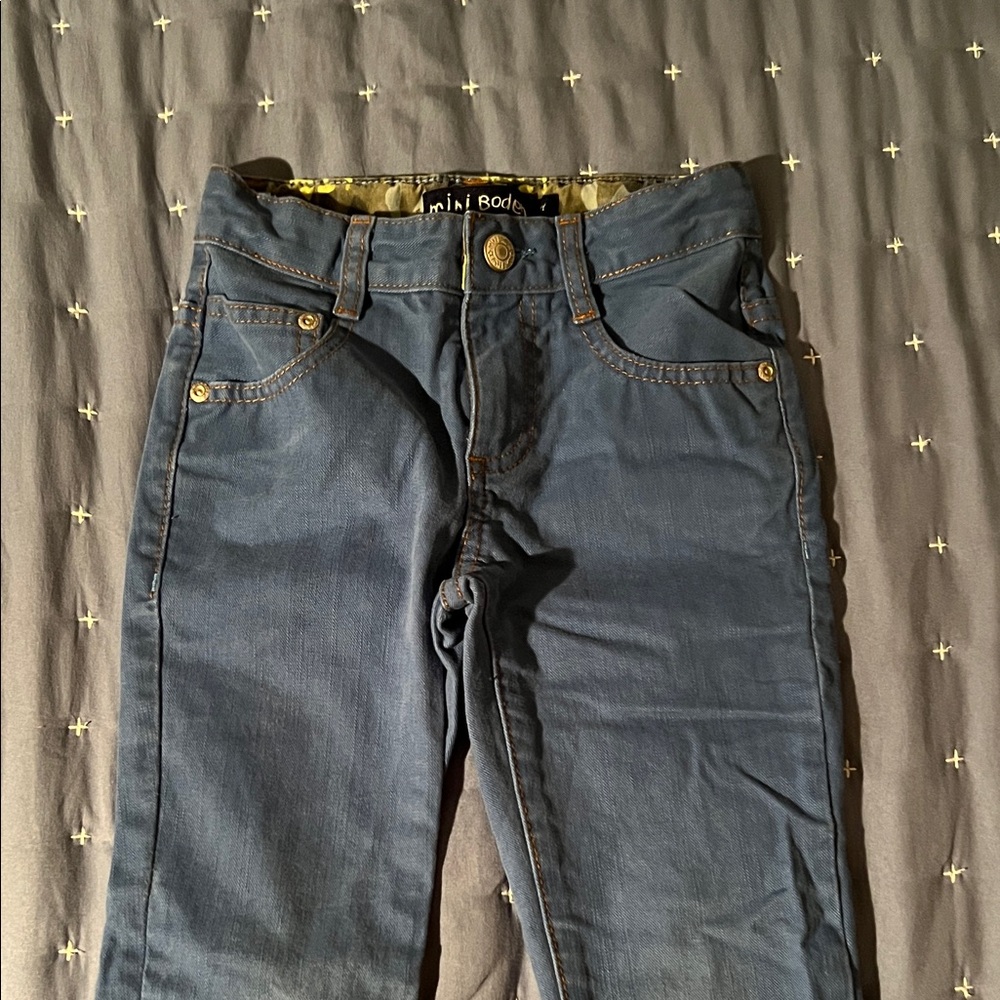 Mini Boden light blue Pants with Gold Accents